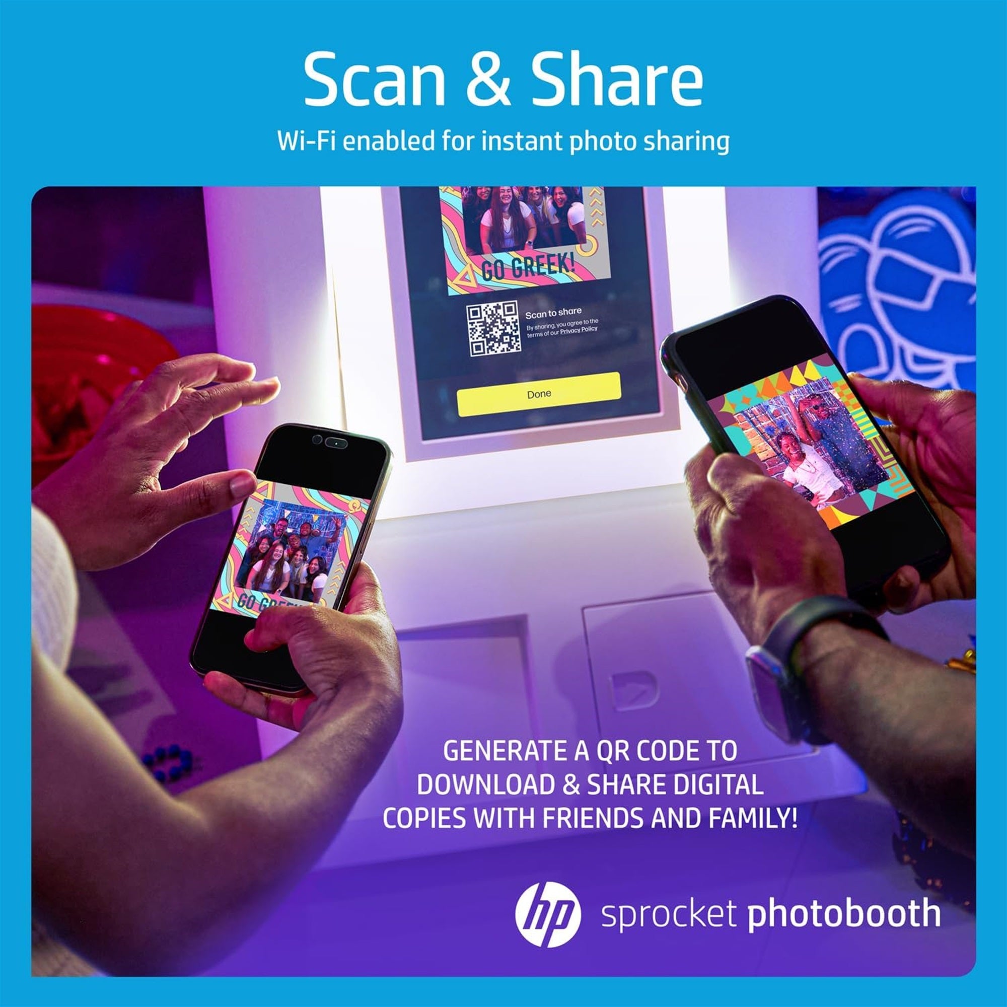 HP Sprocket Photobooth 3x4 照片打印机（白色）套装，含 Zink 纸（100 张）和便携包