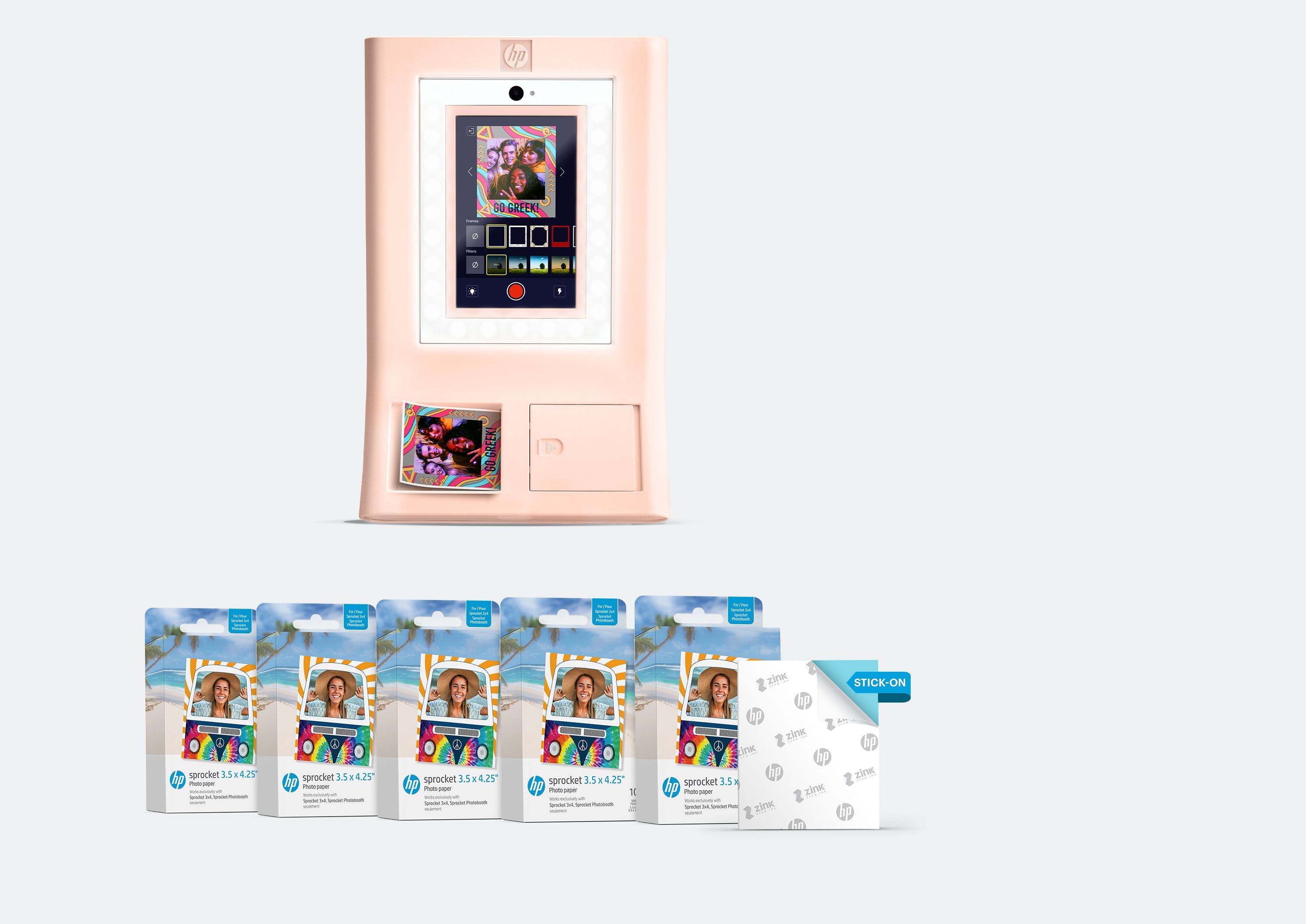 HP Sprocket Photobooth Photo Printer Bundle – 500 Sheets of 3.5” x 4.35” ZINK® Photo Paper