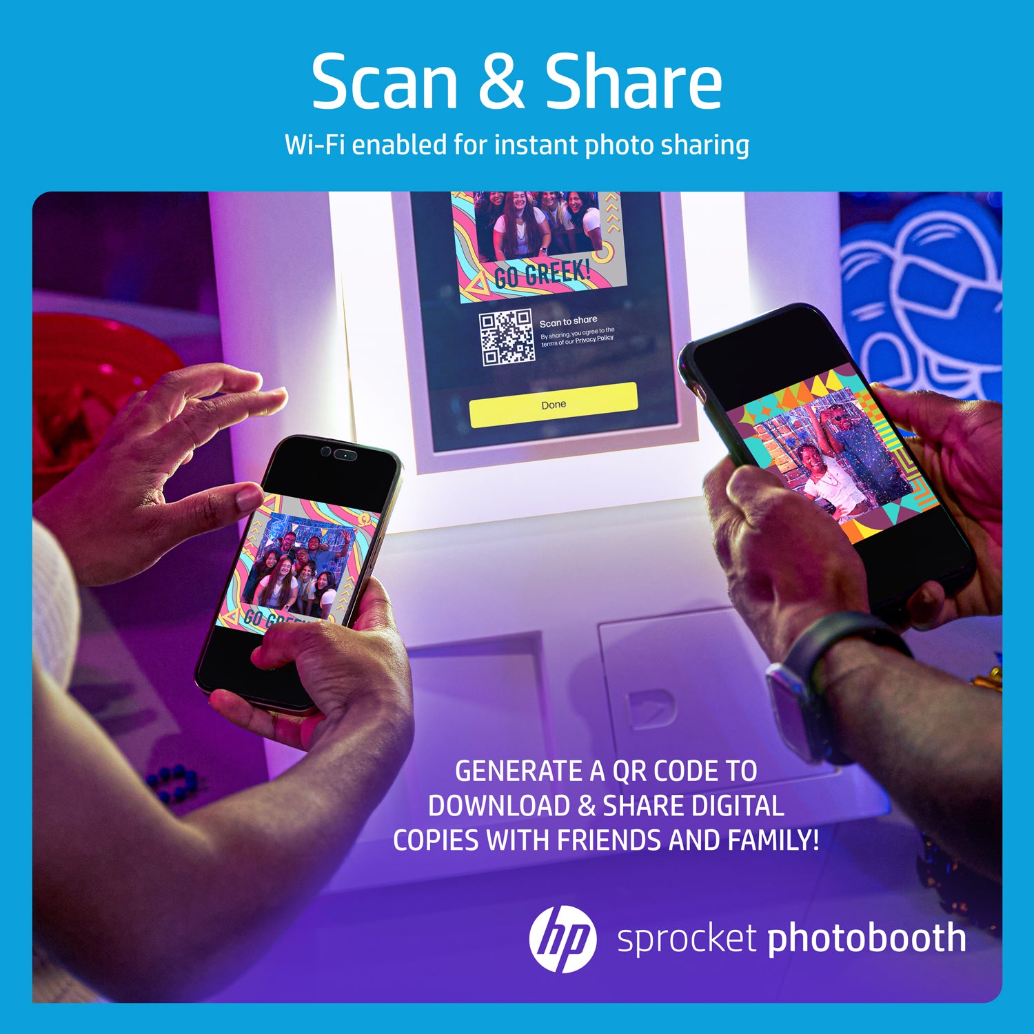 HP Sprocket Photobooth Instant 3x4” Color Photo Printer (White) Capture & Customize with 250+ Frames, Print on Zink Paper or Share via Wi-Fi. Photo Booth w/LED Ring Light, Touch Screen & Mobile App. Sprocket Printers