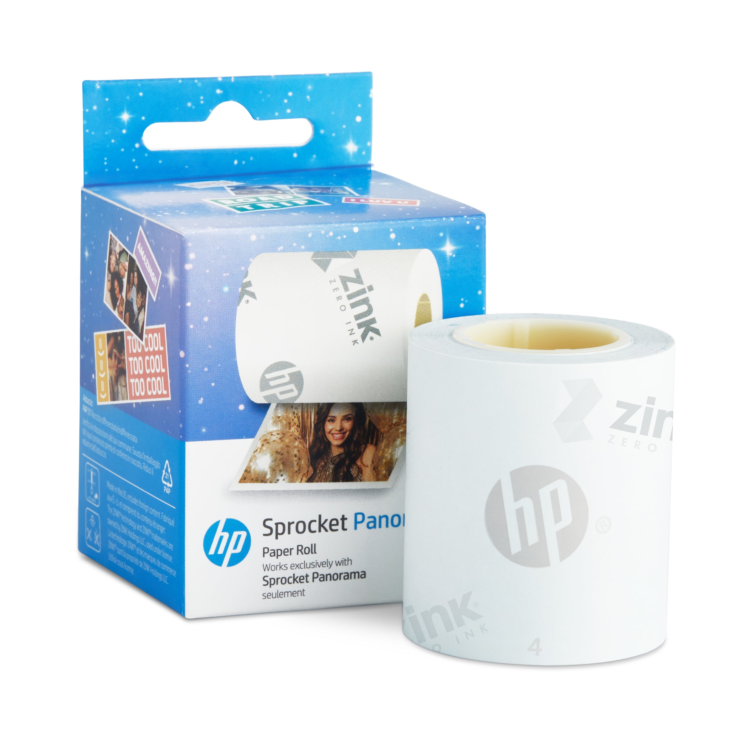 HP Sprocket Panorama Instant Portable Color Label & Photo Printer (Grey) Starter Bundle with case and HP Zink roll Sprocket Printers
