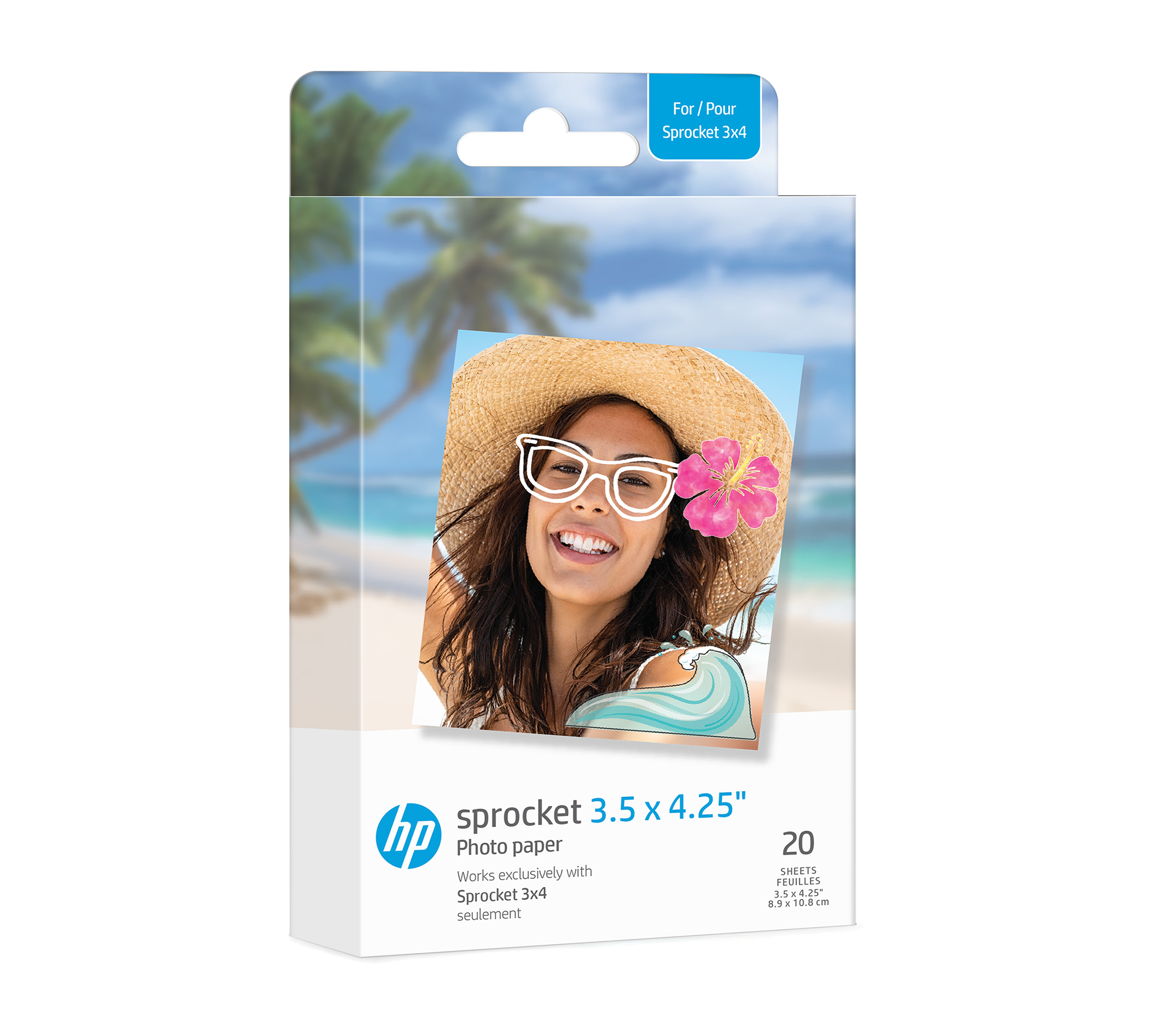 HP Sprocket 3.5 x 4.25” Zink Sticky-backed Photo Paper (20 Pack) Compatible with HP Sprocket 3x4 Photo Printer Sprocket Printers