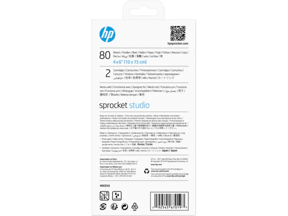 HP Sprocket Studio 4” x 6” Photo Paper & Cartridges (80 Sheets – 2 Cartridges) hpsprocket